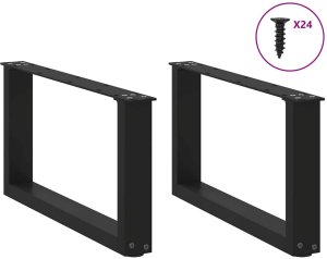 Nogi do stolika kawowego w kształcie litery U 2 szt. Czarne 60x(30-31) cm Stal 3