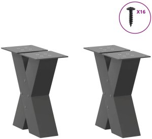 Nogi do stolika kawowego w kształcie litery X 2 szt. Antracyt 30x(30-31) cm Stal 3