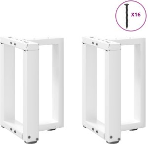 Nogi do stolika kawowego w kształcie litery T 2 szt. Białe 38x25x(42-43) cm Stal 3