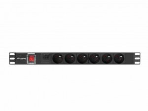 LISTWA ZASILAJĄCA RACK PDU 19" LANBERG 1U 16A 6X 230V PL 2M CZARNA C14 1