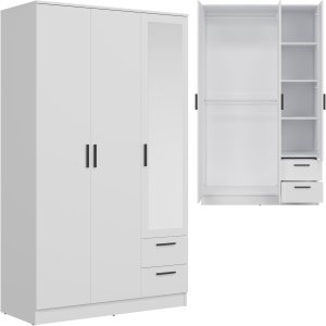 Szafa trzydrzwiowa z szufladami i lustrem 120 cm biała MONTANA MT03 1