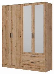 Bog Fran Szafa czterodrzwiowa z szufladami i lustrem 160 cm dąb evoke MONTANA MT04 2
