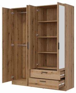 Bog Fran Szafa czterodrzwiowa z szufladami i lustrem 160 cm dąb evoke MONTANA MT04 3