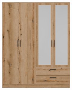 Bog Fran Szafa czterodrzwiowa z szufladami i lustrem 160 cm dąb evoke MONTANA MT04 4
