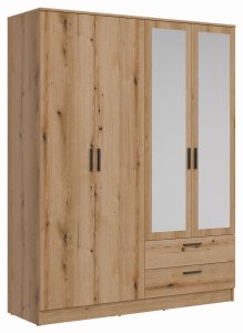 Bog Fran Szafa czterodrzwiowa z szufladami i lustrem 160 cm dąb evoke MONTANA MT04 6