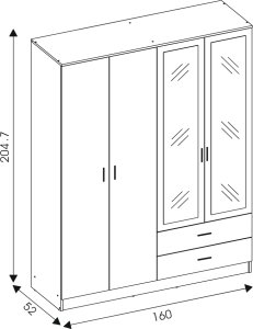 Bog Fran Szafa czterodrzwiowa z szufladami i lustrem 160 cm dąb evoke MONTANA MT04 8