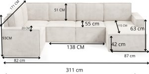 DUŻY Narożnik U2 Modułowy PORTO Kanapa sztruks Sofa poso 001 5