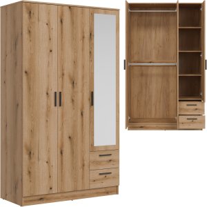 Szafa trzydrzwiowa z szufladami i lustrem 120 cm dąb evoke MONTANA MT03 1