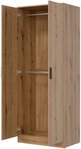 Szafa dwudrzwiowa z drążkami na ubrania wąska 80 cm dąb evoke MONTANA MT01 3