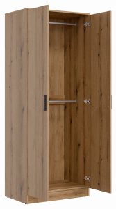 Szafa dwudrzwiowa z drążkami na ubrania wąska 80 cm dąb evoke MONTANA MT01 7