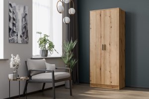 Szafa dwudrzwiowa z drążkami na ubrania wąska 80 cm dąb evoke MONTANA MT01 10