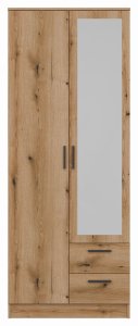 Bog Fran Szafa dwudrzwiowa z szufladami i lustrem wąska 80 cm dąb evoke MONTANA MT02 4