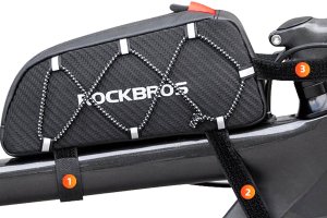 Torba rowerowa wodoodporna mocowana na ramę z plecionką 1l - czarna Torba rowerowa wodoodporna mocowana na ramę z plecionką 1l - czarna 6