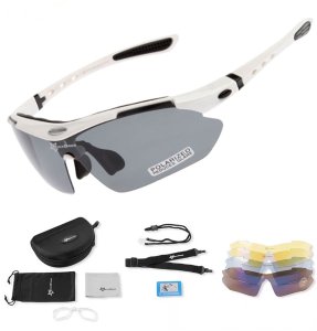Okulary rowerowe polaryzujące 10002 - ZESTAW - białe Okulary rowerowe polaryzujące 10002 - ZESTAW - białe 1