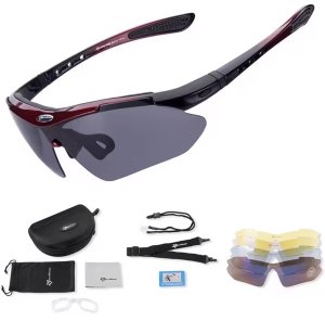 Okulary rowerowe polaryzujące 10001 - ZESTAW czarno-czerwone Okulary rowerowe polaryzujące 10001 - ZESTAW czarno-czerwone 1