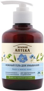 GREEN PHARMACY Delikatny żel do mycia twarzy do skóry suchej i wrażliwej Aloes i Olej lniany 270 ml 1