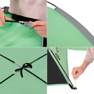 Namiot plażowy, ogrodowy 210x120x112 cm turystyczny z pokrowcem, filtrem UV zielono-szaro-czarny UNIWERSALNY 12