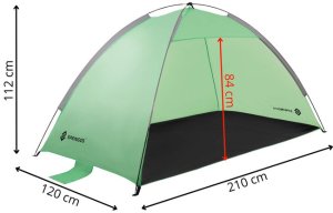 Namiot plażowy, ogrodowy 210x120x112 cm turystyczny z pokrowcem, filtrem UV zielono-szaro-czarny UNIWERSALNY 2