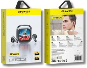 Słuchawki bezprzewodowe AWEI TP100 ENC   Bluetooth 5.4 TWS + stacja dokująca czarny 9
