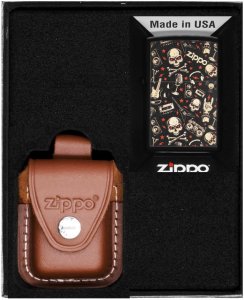 Zestaw ZIPPO Zapalniczka GRUNT PATTERN WITH SKULL Prezentowy No4 1