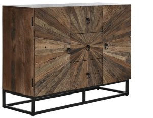 Komoda z 3 szufladami, metal, drewno 85x120x40 cm ROOTS 1