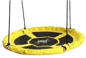 Huśtawka wisząca Bocianie Gniazdo 100cm Żółta Do Ogrodu i Domu 2