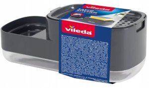 Dozownik do mydła z uchwytem na gąbkę 23x10,2x8,9cm Plastikowy szary 1