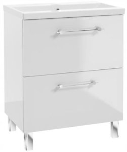 Zestaw Szafka łazienkowa z umywalką baterią i syfonem 50x80cm Stojąca Biały połysk Cassandra 2