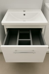 Zestaw Szafka łazienkowa z umywalką baterią i syfonem 50x80cm Stojąca Biały połysk Cassandra 4