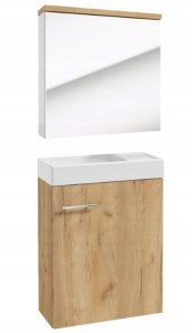 Zestaw szafka łazienkowa z umywalką 50x70+szafka z lustrem 50x60 dąb craft Verona 1