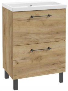 Szafka łazienkowa z umywalką i 2 szufladami 50x80cm Stojąca Dąb Craft Cassandra 1