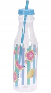 Butelka do picia ze słomką 650ml Plastikowa z zakrętką 1