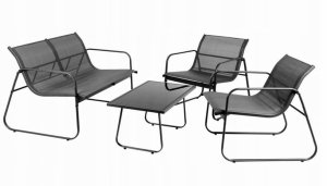 Zestaw mebli ogrodowych czarny Sofa, 2 fotele, stolik Na taras i do ogrodu 2