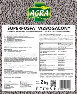 Agrecol Nawóz Superfosfat granulowany 2kg skoncentrowany fosforowy wapń siarka 3