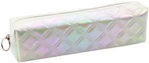 Piórnik Lean Piórnik Szkolny Organizer Tłoczony Wzór Biały Perłowy 21x6cm LEAN 3