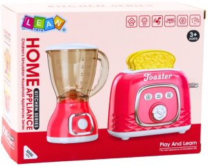 Zestaw Urządzeń Kuchennych Toster Blender Światła Dźwięki Różowy LEAN Toys 6