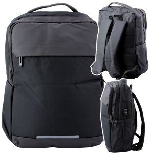 Plecak Miejski Biznesowy USB Kieszeń na Laptopa Czarny 16L 45cm LEAN 4