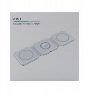 QIKtech Ładowarka Indukcyjna MagSafe 15W Biała 3w1 iPhone Apple Watch AirPods 7