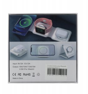 QIKtech Ładowarka Indukcyjna MagSafe 15W Biała 3w1 iPhone Apple Watch AirPods 8