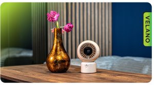 WENTYLATOR BIURKOWY AKUMULATOROWY WIATRAK STOŁOWY BEZPRZEWODOWY CICHY USB-C 2