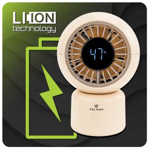 WENTYLATOR BIURKOWY AKUMULATOROWY WIATRAK STOŁOWY BEZPRZEWODOWY CICHY USB-C 3