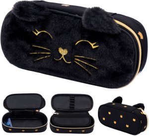 Piórnik kosmetyczka etui usztywniany z klapką plusz Fluffy Kitty AC6 ASTRA 1