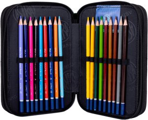 Piórnik potrójny wyposażenie 46el Jumbo futrzany kotek Fluffy Kitty ASTRA 2