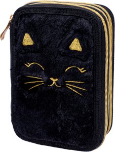 Piórnik potrójny wyposażenie 46el Jumbo futrzany kotek Fluffy Kitty ASTRA 5