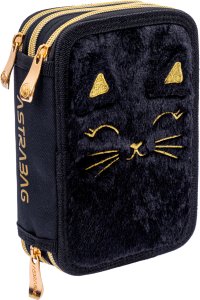 Piórnik potrójny wyposażenie 46el Jumbo futrzany kotek Fluffy Kitty ASTRA 6