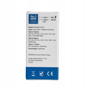 Oryginalna Szybkie Ładowanie PD 30W ! WENOM GEN 3 Ładowarka USB-C + USB-A 4