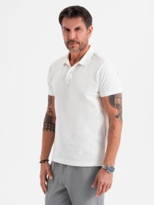 Polo koszulka z bawełnianej dzianiny pique  ecru V7 OM-POSS-0103 L 1