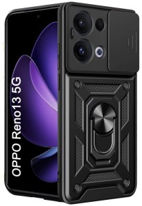 Etui pancerne Camshield Ring do Oppo Reno 13 5G, czarne 1