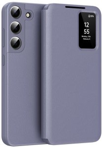 Etui z klapką Supero Smart View skórzane do Samsung Galaxy S22, fioletowe 1