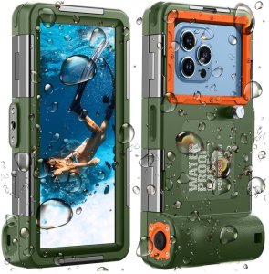Etui wodoszczelne uniwersalne Supero do telefonów, zielono-pomarańczowe 1